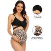 imageSummer Mae Maternity Criss Cross Bikini Swimsuits High Waist String Floral Bathing Suit Two Piece Pregnancy SwimwearBlack Leopard