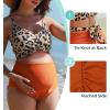 imageSummer Mae Maternity Criss Cross Bikini Swimsuits High Waist String Floral Bathing Suit Two Piece Pregnancy SwimwearOrange Leopard