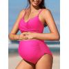 imageSummer Mae Maternity Criss Cross Bikini Swimsuits High Waist String Floral Bathing Suit Two Piece Pregnancy SwimwearPink