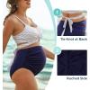 imageSummer Mae Maternity Criss Cross Bikini Swimsuits High Waist String Floral Bathing Suit Two Piece Pregnancy SwimwearWhite Blue