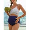 imageSummer Mae Maternity Criss Cross Bikini Swimsuits High Waist String Floral Bathing Suit Two Piece Pregnancy SwimwearWhite Blue