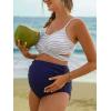 imageSummer Mae Maternity Criss Cross Bikini Swimsuits High Waist String Floral Bathing Suit Two Piece Pregnancy SwimwearWhite Blue