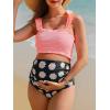 imageSummer Mae Maternity High Waist Bikini Swimsuit Two Piece Ruffled Hem Cute Bathing Suit Floral Pregnancy SwimwearPink Daisy