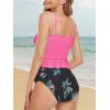 imageSummer Mae Maternity High Waist Swimsuit Ruffle Hem Bikini Bathing Suit Shirred Bandeau Two Piece Pregnancy SwimwearPink Flamingo