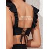 imageSummer Mae Maternity High Waist Swimsuit Two Piece Ruffle Bikini Bathing Suit Floral VNeck Pregnancy SwimwearBlack