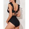 imageSummer Mae Maternity High Waist Swimsuit Two Piece Ruffle Bikini Bathing Suit Floral VNeck Pregnancy SwimwearBlack