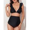 imageSummer Mae Maternity High Waist Swimsuit Two Piece Ruffle Bikini Bathing Suit Floral VNeck Pregnancy SwimwearBlack