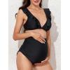 imageSummer Mae Maternity High Waist Swimsuit Two Piece Ruffle Bikini Bathing Suit Floral VNeck Pregnancy SwimwearBlack