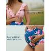 imageSummer Mae Maternity High Waist Swimsuit Two Piece Ruffle Bikini Bathing Suit Floral VNeck Pregnancy SwimwearBlue Pink Flower