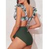 imageSummer Mae Maternity High Waist Swimsuit Two Piece Ruffle Bikini Bathing Suit Floral VNeck Pregnancy SwimwearFlying Leaf Waltz