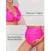 imageSummer Mae Maternity High Waist Swimsuit Two Piece Ruffle Bikini Bathing Suit Floral VNeck Pregnancy SwimwearHot Pink