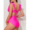 imageSummer Mae Maternity High Waist Swimsuit Two Piece Ruffle Bikini Bathing Suit Floral VNeck Pregnancy SwimwearHot Pink