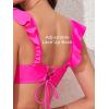 imageSummer Mae Maternity High Waist Swimsuit Two Piece Ruffle Bikini Bathing Suit Floral VNeck Pregnancy SwimwearHot Pink