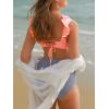 imageSummer Mae Maternity High Waist Swimsuit Two Piece Ruffle Bikini Bathing Suit Floral VNeck Pregnancy SwimwearPink White Stripe
