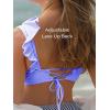 imageSummer Mae Maternity High Waist Swimsuit Two Piece Ruffle Bikini Bathing Suit Floral VNeck Pregnancy SwimwearPurple White Stripe