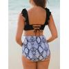 imageSummer Mae Maternity High Waist Swimsuit Two Piece Ruffle Bikini Bathing Suit Floral VNeck Pregnancy SwimwearSnakeskin