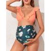 imageSummer Mae Maternity High Waist Swimsuit Two Piece Ruffle Bikini Bathing Suit Floral VNeck Pregnancy SwimwearVery Daisy