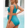 imageSummer Mae Maternity Ribbed TwoPiece Swimsuit Front Knot Crop Top Bikini High Waisted Pregnancy Bathing SuitLagoon