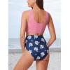 imageSummer Mae Maternity Ribbed TwoPiece Swimsuit Front Knot Crop Top Bikini High Waisted Pregnancy Bathing SuitWild Daisy
