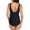 imageSummer Mae Maternity Swimsuit One Piece Tie Front Bathing Suit V Neck Pregnancy Swimwear High CutBlack