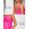 imageSummer Mae Maternity Swimsuit One Piece Tie Front Bathing Suit V Neck Pregnancy Swimwear High CutHot Pink