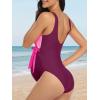 imageSummer Mae Maternity Swimsuit One Piece Tie Front Bathing Suit V Neck Pregnancy Swimwear High CutPink Plum