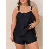 imageSummer Mae Plus Size Swimsuit Tankini for Women Two Piece Flowy Bathing Suit Ruffle Tummy Control Swimwear with ShortBlack