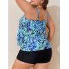 imageSummer Mae Plus Size Swimsuit Tankini for Women Two Piece Flowy Bathing Suit Ruffle Tummy Control Swimwear with ShortBlack Background Leaves