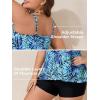 imageSummer Mae Plus Size Swimsuit Tankini for Women Two Piece Flowy Bathing Suit Ruffle Tummy Control Swimwear with ShortBlack Background Leaves