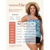 imageSummer Mae Plus Size Swimsuit Tankini for Women Two Piece Flowy Bathing Suit Ruffle Tummy Control Swimwear with ShortBlack Background Leaves