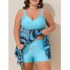 imageSummer Mae Plus Size Swimsuit for Women Two Piece Bathing Suit with Boyshorts Modest Swimdress Flowy Tankini Mesh SkirtFlowing Water