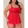imageSummer Mae Plus Size Tankini Swimsuits for Women Two Piece Bathing Suit with Pockets Shorts Tummy Control SwimwearRibbed Candy Powder