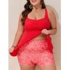imageSummer Mae Plus Size Tankini Swimsuits for Women Two Piece Bathing Suit with Pockets Shorts Tummy Control SwimwearRibbed Candy Powder