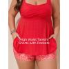 imageSummer Mae Plus Size Tankini Swimsuits for Women Two Piece Bathing Suit with Pockets Shorts Tummy Control SwimwearRibbed Candy Powder