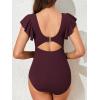 imageSummer Mae Ribbed Maternity Swimsuit Cutout One Piece Ruffle Sleeve Pregnancy Bathing Suit High Waisted Swimwear
