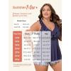 imageSummer Mae Ribbed Plus Size Tankini Swimsuits for Women Ruffle Two Piece Bathing Suit with Boyshorts 2025 Swimwear Blue Grey Bohemian 18 Plus