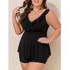 imageSummer Mae Ribbed Plus Size Tankini Swimsuits for Women Ruffle Two Piece Bathing Suit with Boyshorts 2025 SwimwearBlack