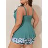 imageSummer Mae Ribbed Plus Size Tankini Swimsuits for Women Ruffle Two Piece Bathing Suit with Boyshorts 2025 SwimwearFragrant Flower Story