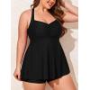 imageSummer Mae Women Plus Size Two Piece Tankini Swimsuits Flowy Bathing Suits Tummy Control Swimwear with ShortsBlack