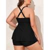 imageSummer Mae Women Plus Size Two Piece Tankini Swimsuits Flowy Bathing Suits Tummy Control Swimwear with ShortsBlack