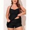 imageSummer Mae Women Plus Size Two Piece Tankini Swimsuits Flowy Bathing Suits Tummy Control Swimwear with ShortsBlack