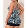 imageSummer Mae Women Plus Size Two Piece Tankini Swimsuits Flowy Bathing Suits Tummy Control Swimwear with ShortsBlack Background Floral