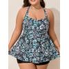 imageSummer Mae Women Plus Size Two Piece Tankini Swimsuits Flowy Bathing Suits Tummy Control Swimwear with ShortsBlack Background Floral
