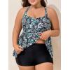 imageSummer Mae Women Plus Size Two Piece Tankini Swimsuits Flowy Bathing Suits Tummy Control Swimwear with ShortsBlack Background Floral