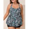 imageSummer Mae Women Plus Size Two Piece Tankini Swimsuits Flowy Bathing Suits Tummy Control Swimwear with ShortsBlack Background Floral
