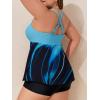 imageSummer Mae Women Plus Size Two Piece Tankini Swimsuits Flowy Bathing Suits Tummy Control Swimwear with ShortsBlue Aurora