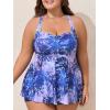 imageSummer Mae Women Plus Size Two Piece Tankini Swimsuits Flowy Bathing Suits Tummy Control Swimwear with ShortsBluepurple Shadow