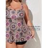 imageSummer Mae Women Plus Size Two Piece Tankini Swimsuits Flowy Bathing Suits Tummy Control Swimwear with ShortsBrown Rotating Flower