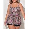 imageSummer Mae Women Plus Size Two Piece Tankini Swimsuits Flowy Bathing Suits Tummy Control Swimwear with ShortsBrown Rotating Flower
