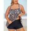 imageSummer Mae Women Plus Size Two Piece Tankini Swimsuits Flowy Bathing Suits Tummy Control Swimwear with ShortsDark Leopard